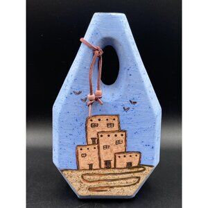 Navajo Signed Pottery Vase Cactus 1991 JTJ 9.5” Native American